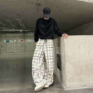 902-103-P45 肌理感格纹休闲裤男2025卫裤 搭配卫衣毛衣夹克裤子图片