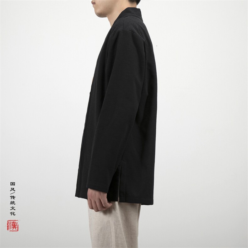 2025秋冬新款风男装改良汉服新中式棉麻汉服衬衫C012P85,男装衬衫,钱塘802