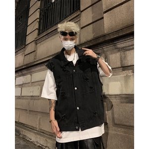 F402 P55男生秋装新中式潮牛仔外套男复古宽松水洗做图片