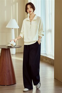 灰色卫衣套装女春高级感超好看立领纯色上衣直通宽松休闲裤两件套，女装卫衣/绒衫，梦懿尔