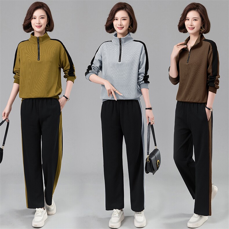 春秋休闲运动服套装女2025新款时尚撞色洋气减龄高级感卫衣两件套,女装套装/套裙,凝聚力
