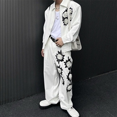 cleanfit白色外套暗黑纱网玫瑰花潮牌短款垫肩夹克JK03B-特P65，男装夹克，星座1007（原301D）