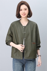 短外套女宽松2025年春秋新款时尚休闲夹克上衣，女装皮衣，忆绮罗
