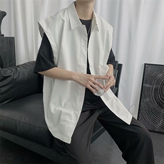 21夏季潮流无袖衬衫男宽松韩版日系潮牌马甲休闲学生背心C77-p28，男装背心/马甲，星座1008
