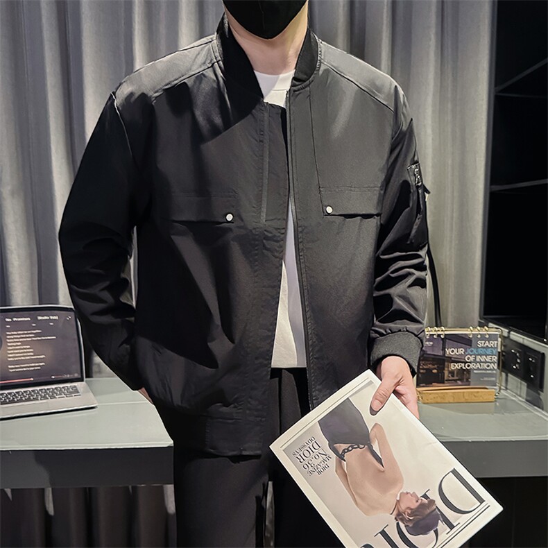 新款社会小伙秋装男时尚工装夹克男店主外套JK801-P78控128黑色,男装夹克,星座301B-1