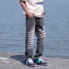 复古做旧牛仔裤2025春夏新款修身显瘦低腰黑色微喇裤RK2898-P62，男装牛仔裤，星座412-3
