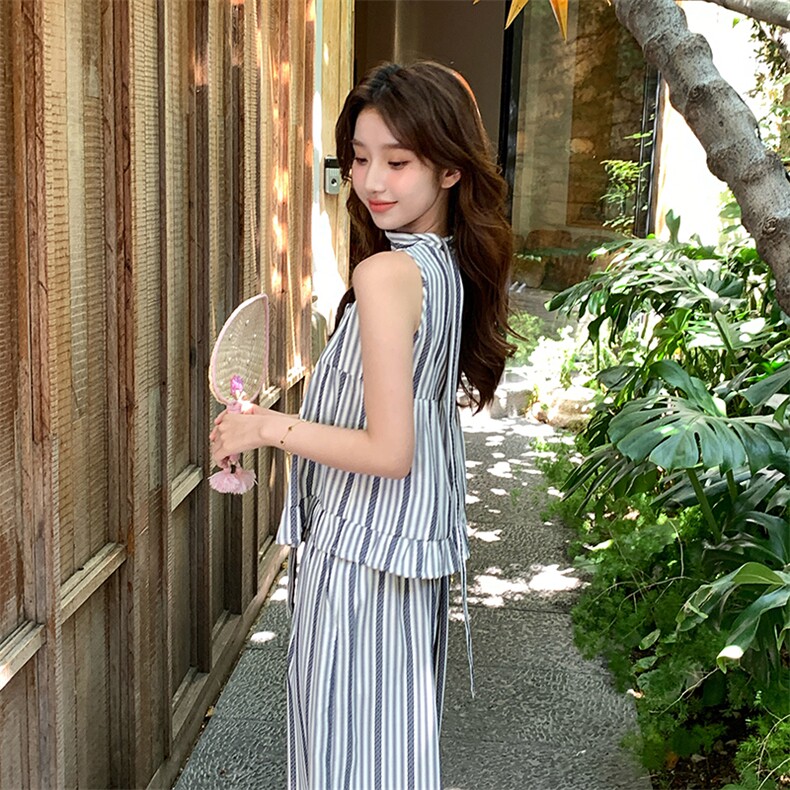 休闲气质条纹背心阔腿裤套装女夏2025新款两件套爆款高级感超好看,女装套装/套裙,浙宝276（原081）