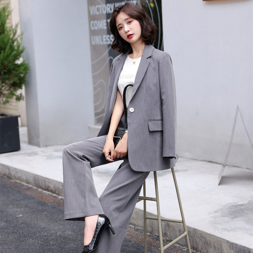 灰色西装外套女职业套装韩版秋2021新款气质小西服女雅佳俏319#，女装西装，雅佳俏