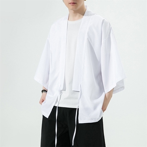 风夏季冰丝垂感宽松七分袖防晒服男半袖风衣 222特p25图片