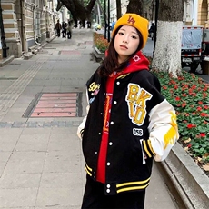 潮牌美式复古撞色棒球服外套女春季2025新款情侣宽松飞行员夹克，女装短外套，星座506A