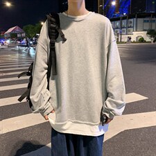 假两件长袖t恤男韩版潮流帅气学生外套宽松港风男女卫衣秋w90-p30，男装卫衣，星座1008-2