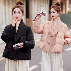 针织拼接羽绒服女欧货2024冬季新款时尚减龄百搭大翻领白鸭绒外套，女装羽绒服，悠米