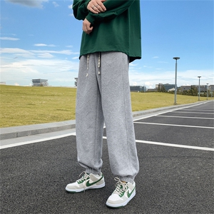 K6095/P45秋装新款拉链开叉韩版潮流休闲裤 男宽松大码束脚裤子图片