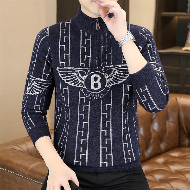 1018-1-M659-P45秋冬新款青少年时尚个性半拉链休闲针织衫毛衣男，男装针织衫/毛衣，星座1018-1​