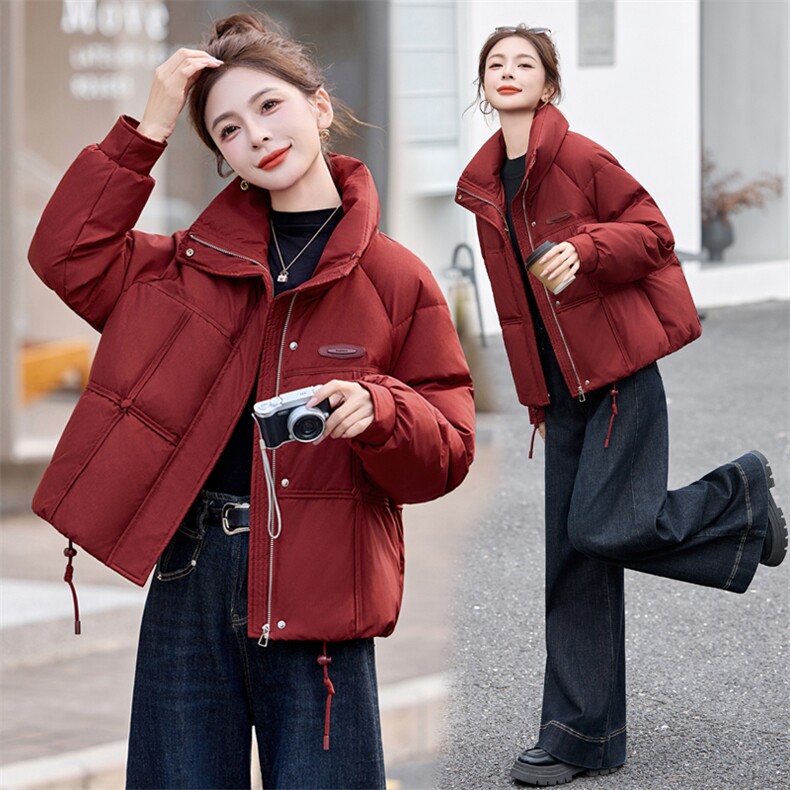 现货！2025年冬季无帽立领白鸭绒羽绒服保暖加厚，女装羽绒服，沐七七