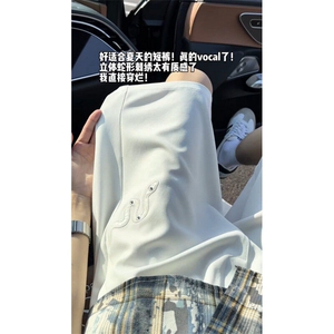 25夏季蛇纹刺绣垂感西装短裤商务休闲五分裤中裤504-K07-P38控58图片