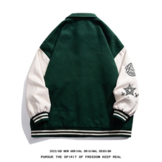 白底23春季时尚潮流字母印花翻领棒球服夹克外套G602P85控108，男装夹克，电商A247-1