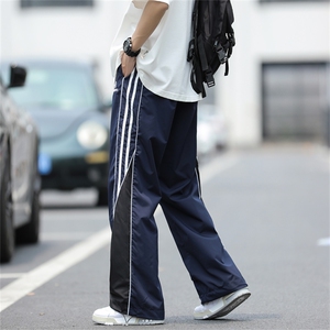 美式休闲裤男女夏季薄款直筒宽松运动裤垂感阔腿长裤子K0821-P40图片
