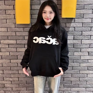 设计感字母印花卫衣男女春秋季美式撞色修身辣妹短款露脐上衣图片