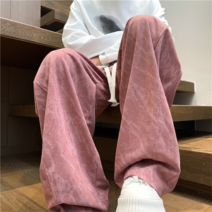 K2488批45控68 秋季裤子男款美式宽松直筒裤百搭休闲裤男裤阔腿裤图片