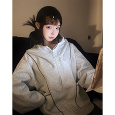 抖音得物高品质秋冬美式高街重磅结构辑明线纹理连帽卫衣外套W111，男装卫衣，电商A486