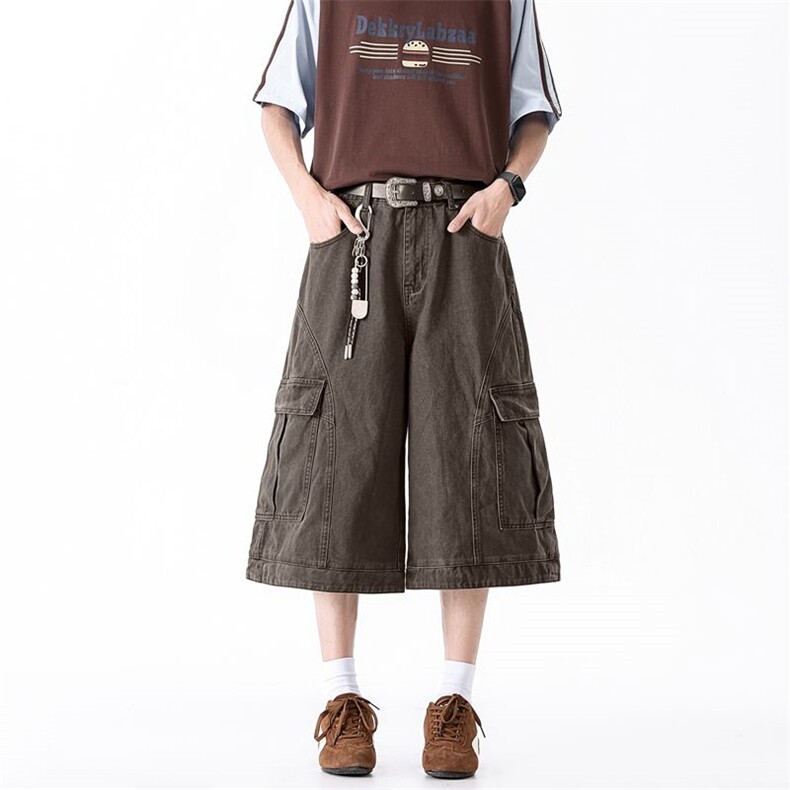 美式复古水洗做旧解构大口袋工装裤男女夏季XZ201-KZ048P55，男装工装外套，星座201