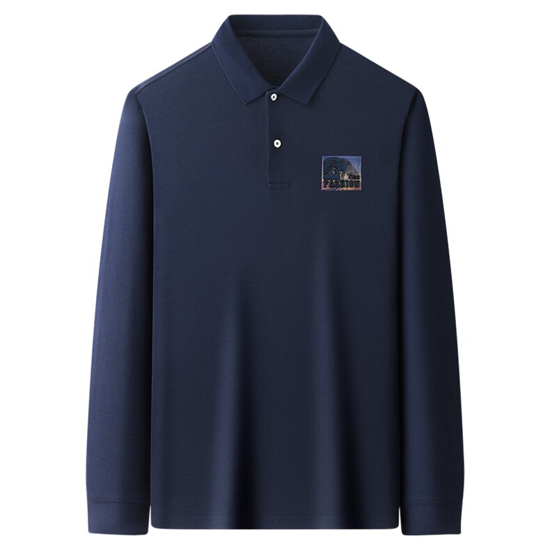 长袖T恤男秋季新款纯棉中年商务休闲爸爸装POLO衫体恤上衣服男装,男装T恤,电商B212（原钱塘6029）