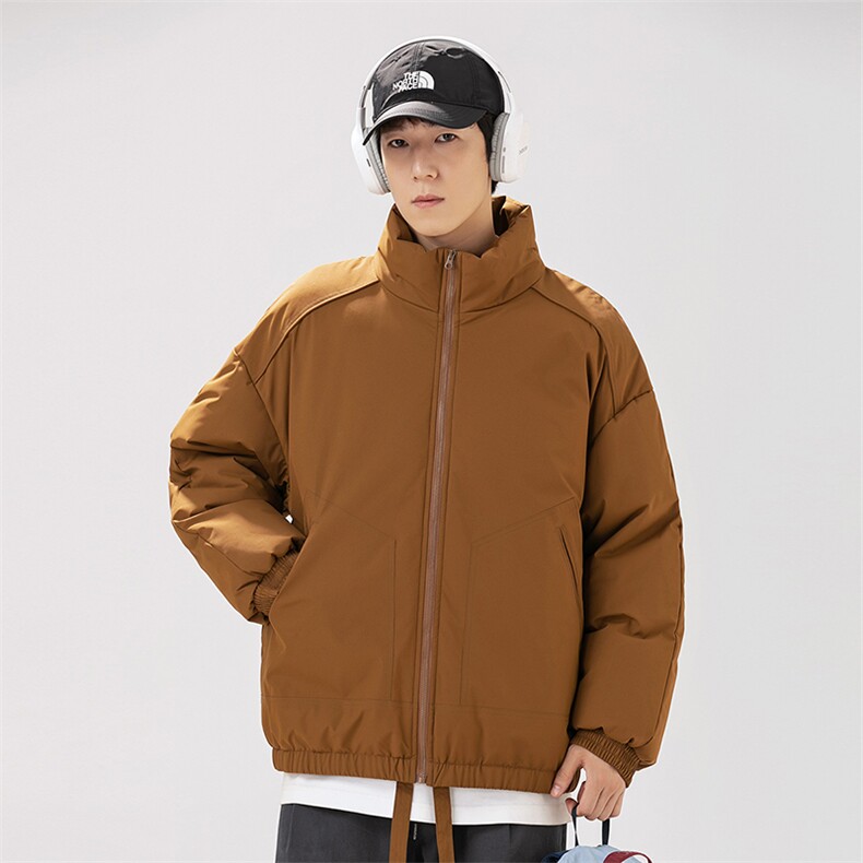 现货冬季美式休闲加厚雪山外套夹克立领纯色三防户外工装棉服,男装夹克,电商A486