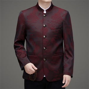 长期货高品质中山装西服外套唐装男装中老年风新中式西服,韩国高级男装搭配图片
