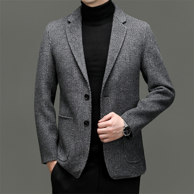 M3807-28钱塘2020-3冬季厚款商务休闲百搭中年男士毛呢外套P345图片