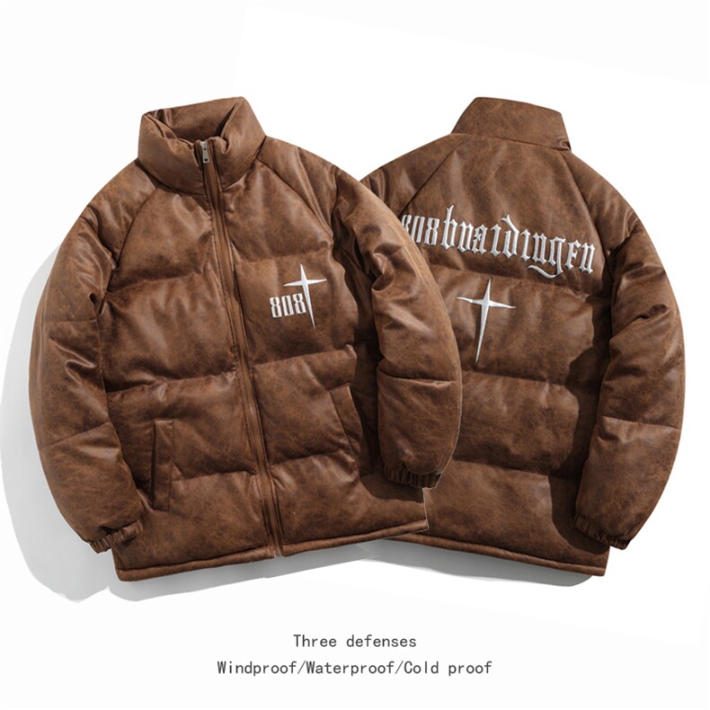 2025 鳄鱼纹PU皮棉衣棉服面包服立领印花棉袄皮衣外套  1611-P90图片