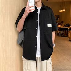 24年港风夏款工装宽松短袖衬衫男CS100，男装衬衫，星座1204-3