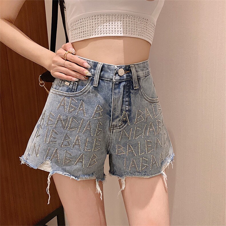 20新款夏季女装短裤潮韩版宽松显瘦烫钻女装热裤xz905-1-511，女装牛仔裤，星座905-1