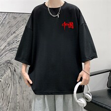 Q11276-P30春夏季七分袖t恤男大码五分袖男短袖中袖大皂风，男装T恤，电商A040