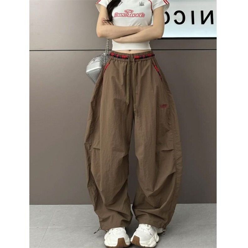 抖音夏季美拉德复古卡其色弯刀裤男女款宽松阔腿工装裤子，男装工装外套，星座715-4