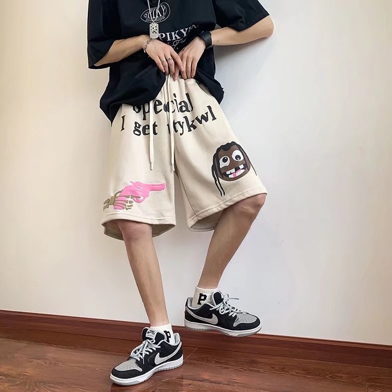 运动短裤男ins潮牌港风2024夏季百搭休闲裤子宽松五分裤K1827-P30,男装休闲裤,星座412-3