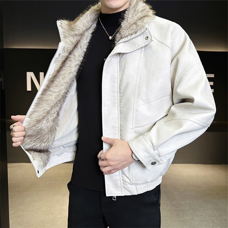 座山雕加绒皮衣男加厚宽松版冬季外套C317-26628-P215,男装皮衣,电商C317
