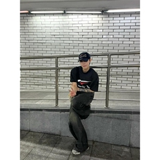 网络图现货重磅230G美式复古小领口印花休闲短袖体恤TX1041-P35，男装T恤，星座715-7