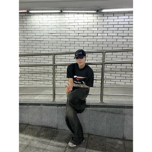 网络图现货  重磅230G美式复古小领口印花休闲短袖体恤TX1041-P35图片