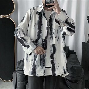 2026春季新款韩版ins港风扎染衬衣上衣宽松男女长袖衬衫cs014-p35,男装衬衫,星座1008-2