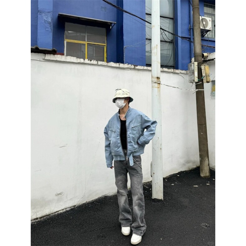 【有货】冰川蓝立领外套男高级感痞帅春秋工装夹克JK7703HH-特P65,男装夹克,星座1007（原301D）