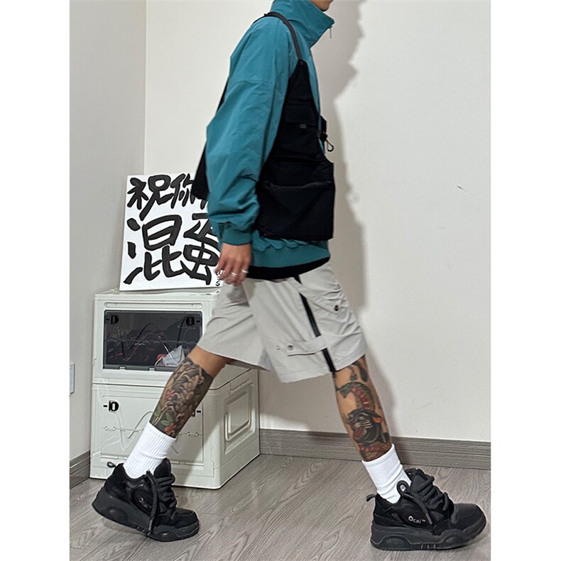 港风抖音品质冲锋裤短裤五分裤休闲裤工装裤A014-DY2322-P55控78,男装休闲裤,电商A014