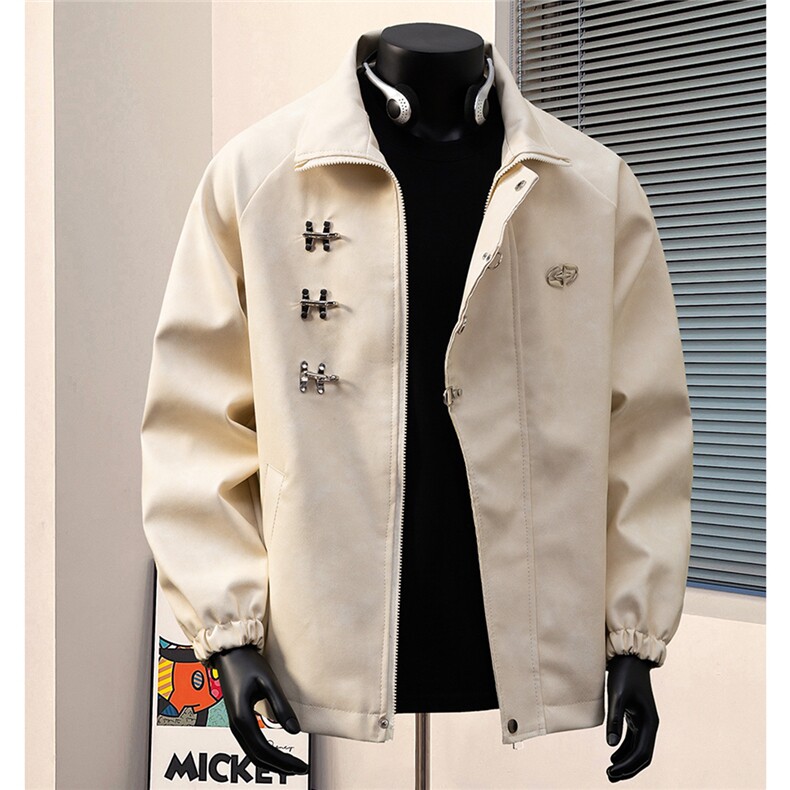 1美式可拆卸胸针大码M-5XL面层：PU皮夹克男JK77768P105控148，男装夹克，星座226-2