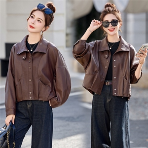 已出货春装新品 美拉德皮衣外套女短款韩版宽松休闲百搭机车服潮图片