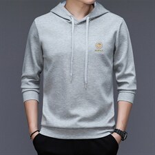 秋季连帽纯色卫衣男新款中青年男士薄款长袖商务休闲打底衫上衣，男装卫衣，电商B212（原钱塘6029）