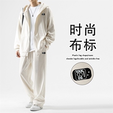 美式时尚条绒套装秋冬季宽松连帽外套休闲裤两件套TZ890-特批-123，男装休闲套装，星座718