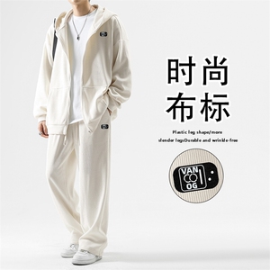 美式时尚条绒套装秋冬季宽松连帽外套休闲裤两件套TZ890-特批-123图片