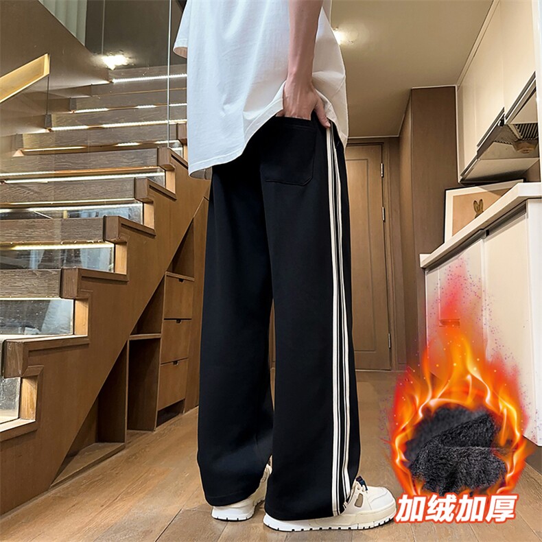运动休闲裤男士秋冬宽松直筒裤美式垂感阔腿裤子D015-P45加绒P50,男装卫衣,星座509