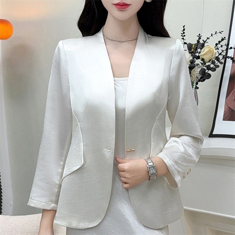 女士时尚气质百搭丝滑缎面西服外套,女装西装,佳绒高端店