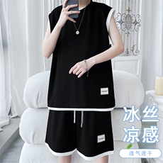 2024夏季新款旋律风车大码冰丝背心套装M-5XHQ24603-特批50，男装休闲套装，电商A022